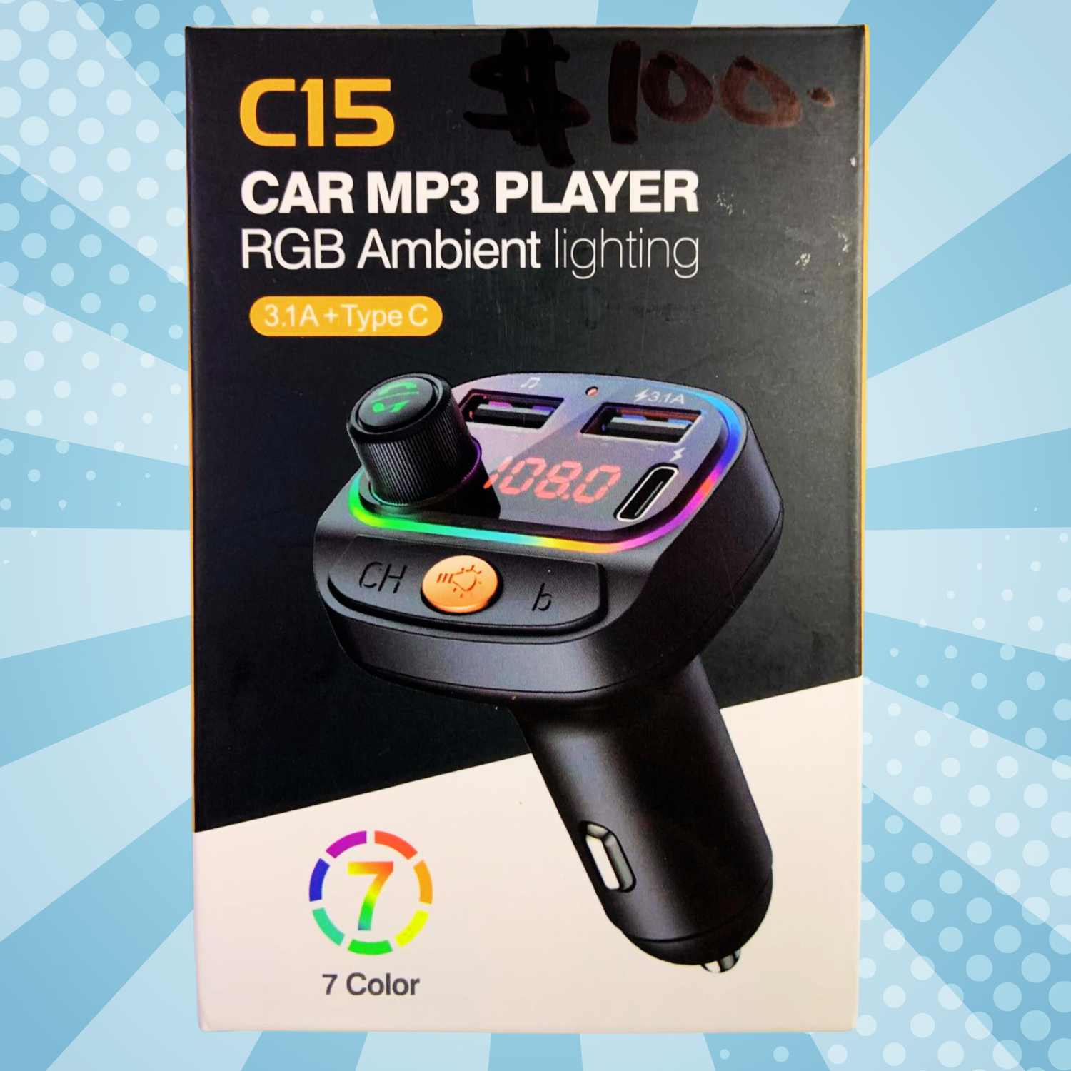 C15 Car MP3 Player with RGB Lighting