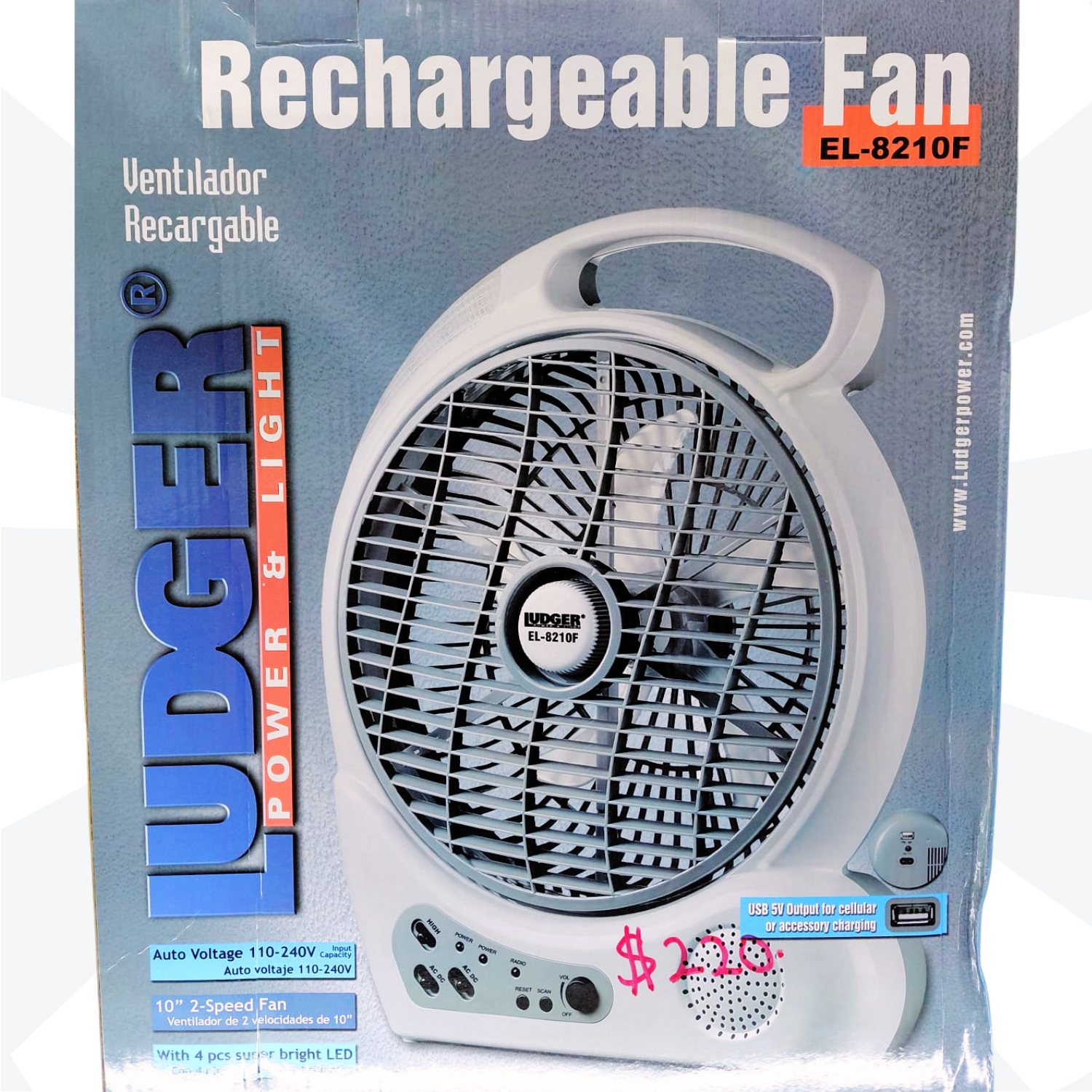 LUDGER Rechargeable Fan EL-8210F