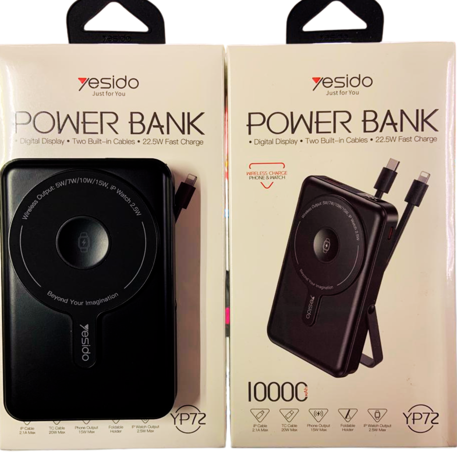 Yesido Wireless Power Bank with Built-in Cables